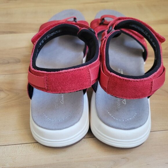 Clarks Womens Solan Drift Hook & Loop Strap Sandals Red Size 9.5 - Picture 8 of 11